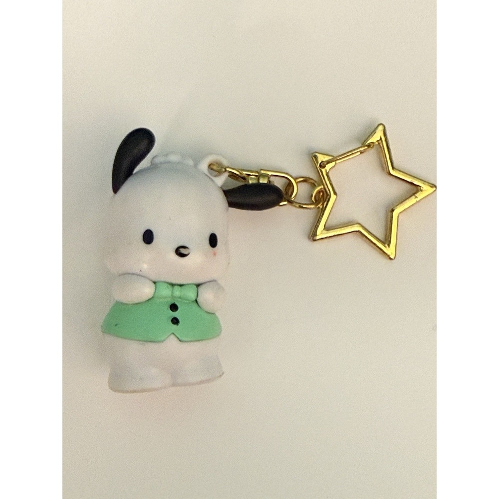 2024 Sanrio Pochacco Mini Figure Keychain Charm Gold Star Clip Kawaii Cute